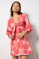 Lila Linen Tie-Front Mini Dress