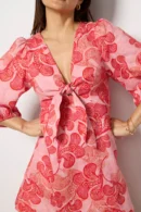 Lila Linen Tie-Front Mini Dress